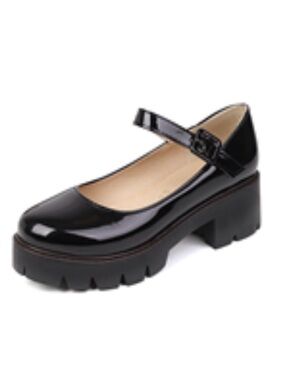 EUC Platform Shoes Women Black Chunky Heel Kawaii Lolita School Shoes Size 10